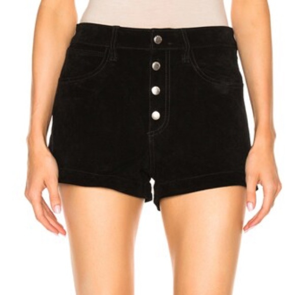 Rag & Bone Lou Short Black High Waist Calf Leather Shorts